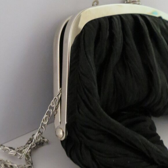 Neiman Marcus ruched black evening handbag - Picture 9 of 16